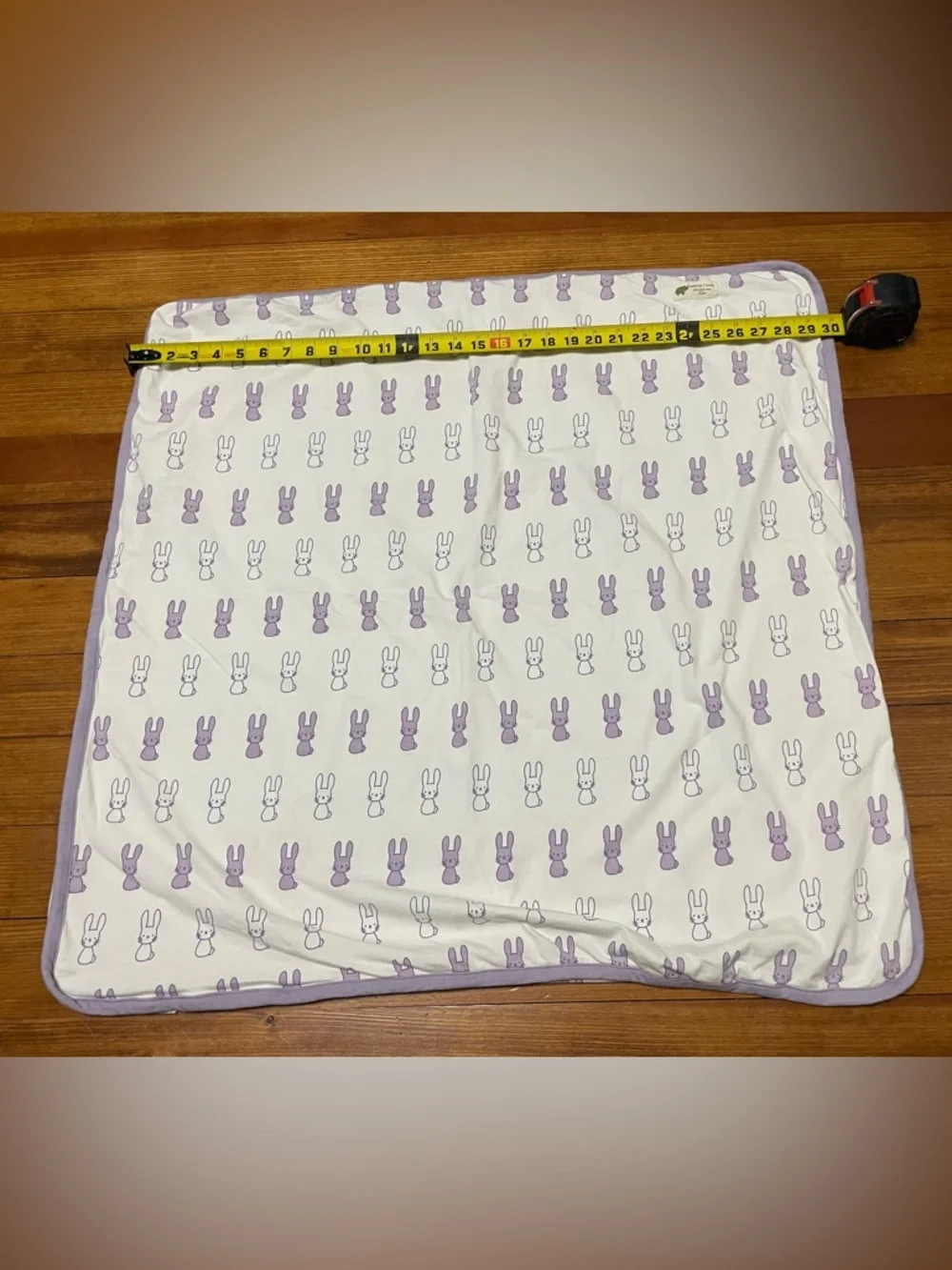 Monica + Andy Coming Home Baby Blanket Bunny Print Lavender Trim Organic Cotton